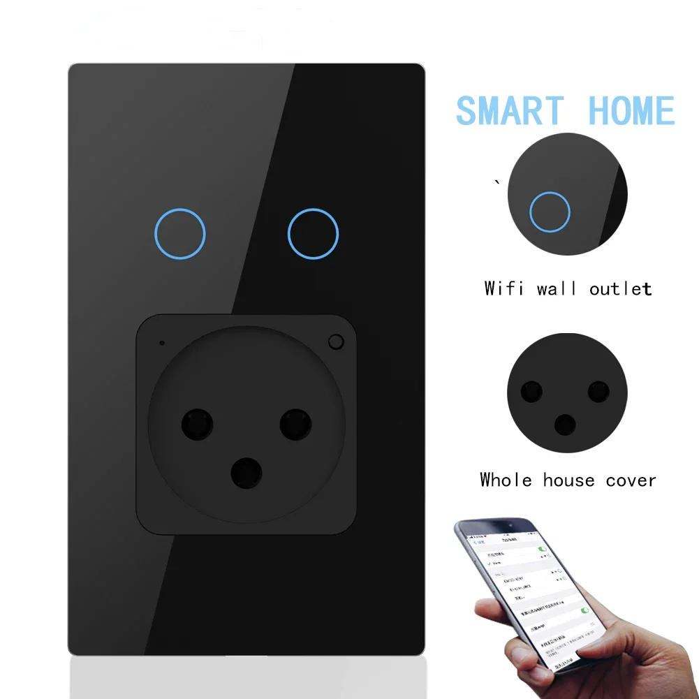 Description Picture 5 of itemMelery Israel Wall Socket Wifi Smart Light Switch Tuya Plug Electrical Outlet Touch Glass Panel Intelligent by Alexa Google Home