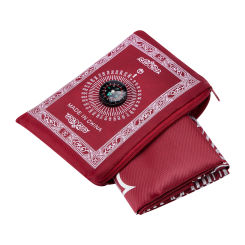 Special Purposes Printed Pilgrimage Blanket, Portable Large Size Travel Prayer Mat with Compass, Religious Service Accessories