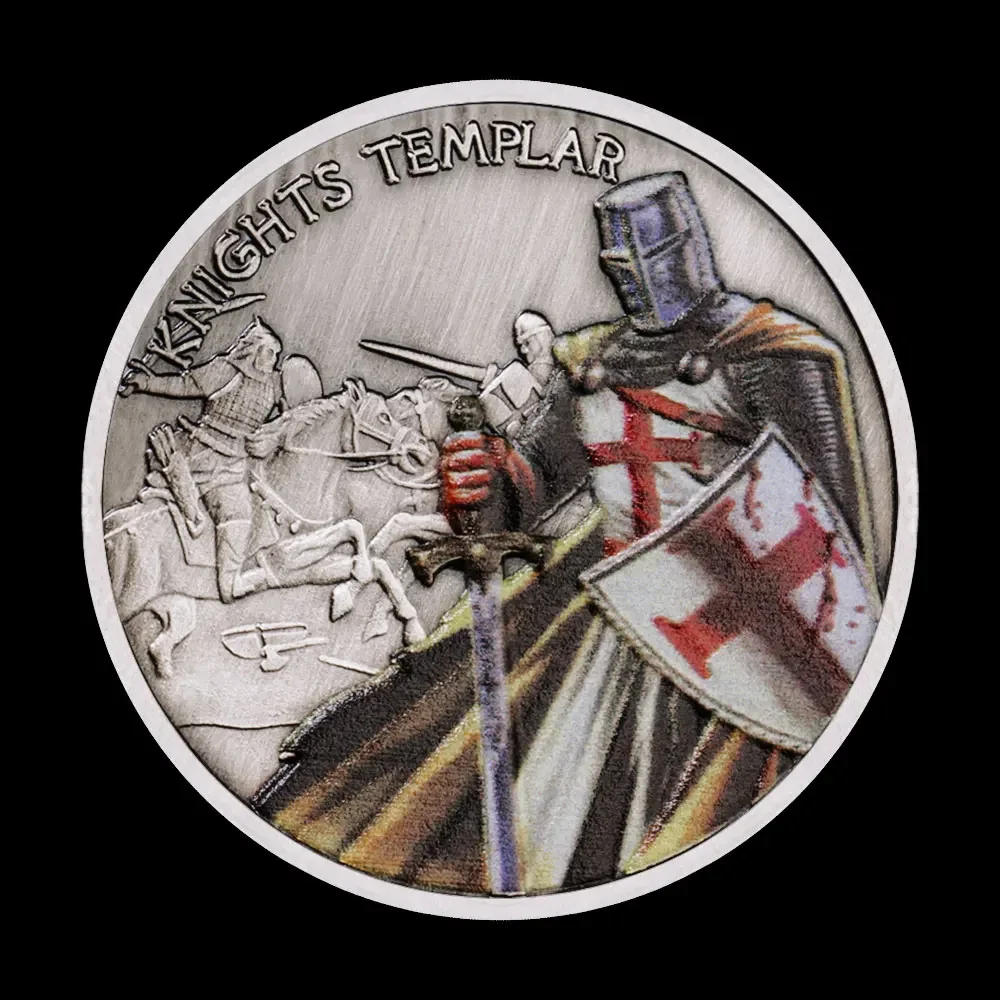 Description Picture 6 of itemKnight Templar Commemorative Coins Antique Silver Plated Challenge Coin Christian The Crusaders Home Decorations