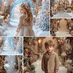 Mehofond Photography Background Winter Wonderland Christmas Blurred Snowy Xmas Kids Family Portrait Decor Backdrop Photo Studio