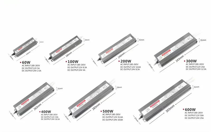 Description Picture 3 of itemOutdoor Waterproof IP67 Lamp Lighting Transformers AC85-265V To DC12V 24V LED Driver Power Supply 100W 200W 300W 400W 500W 600W