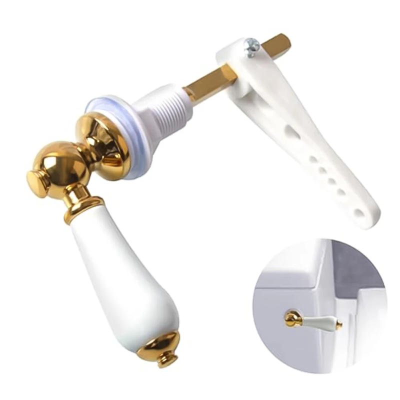 Description Picture 3 of itemTraditional Porcelain & Gold Victorian White Toilet Cistern Lever Flush Handle Replacement Toilet Tank Flushing Tank Flush