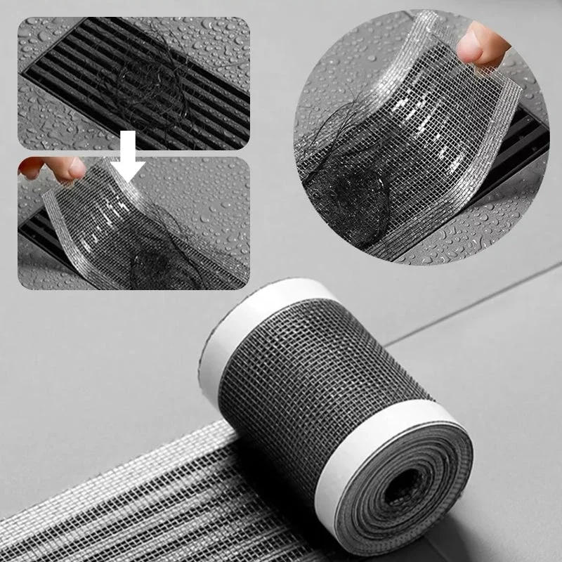 Description Picture 4 of item5/10m Disposable Shower Floor Drain Sticker DIY Hair Catcher Drain Stopper Filter Cover Bathtubs Mesh Kitchen Bathroom Accessory