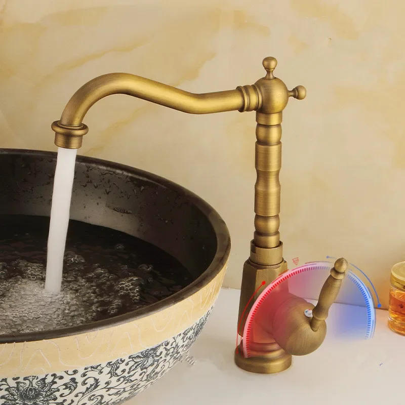 Description Picture 5 of itemGold Basin faucet Antique Bronze bathroom Deck Mounted Black Kitchen Faucet  sink tap Hot Cold Chrome basin Tap Brass