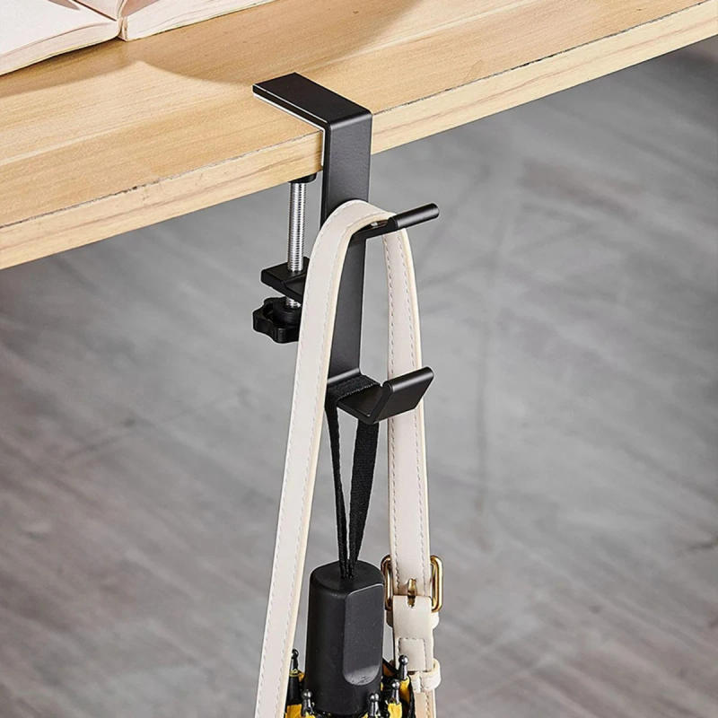 Description Picture 5 of itemMultifunction Desk Edge Hook Adjustable Backpack Storage Hook Portable Handbag Rack Punch Free Home Office Desk Edge Hanger