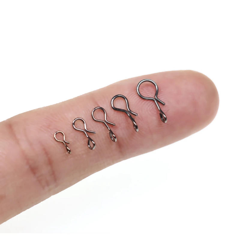 Description Picture 2 of itemWifreo 50PCS/bag Fly Fishing Snap Quick Change for Flies Hook Lures Stainless Steel Lock Black Fishing Snaps Lures Clip Link