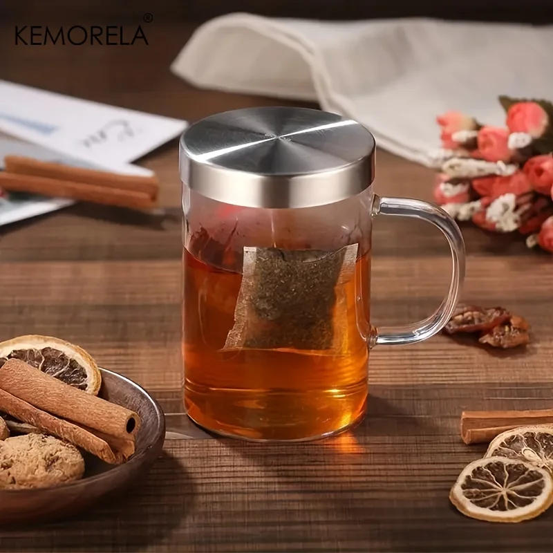 Description Picture 3 of item477ML Glass Cup Tea Infuser Mug Borosilicate Glass Tea Mug with Stainless Steel Infuser Home Office Coffee Mug Drinkware