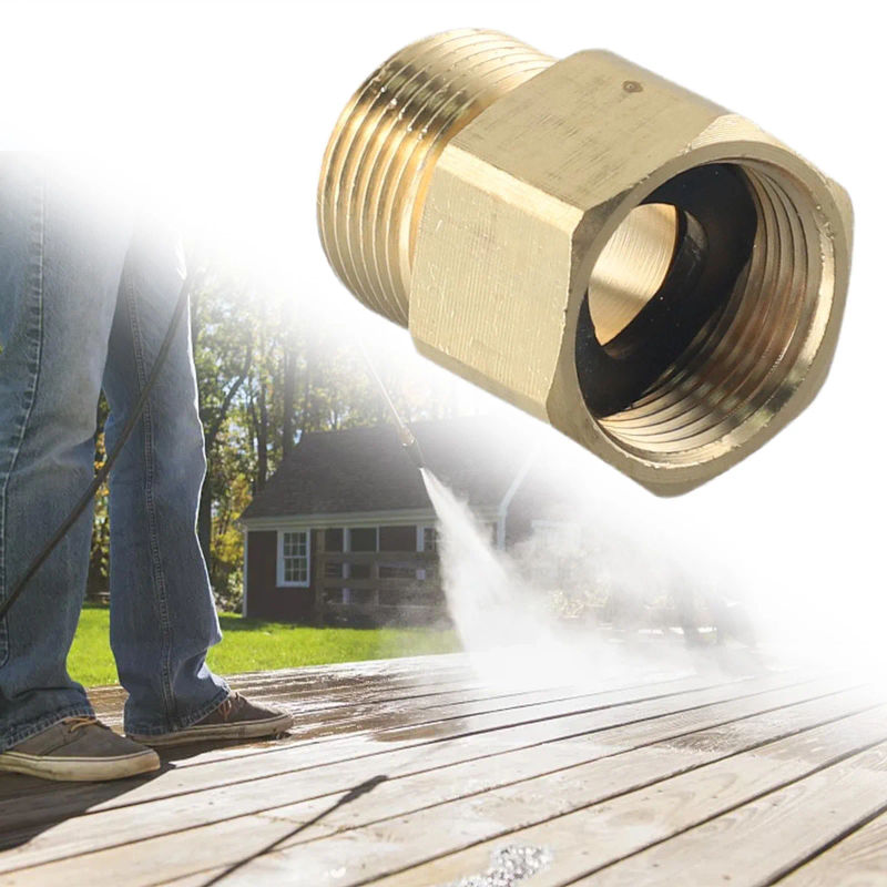 Description Picture 2 of itemPressure Washer Nozzle Brass Spray Female Metric M22 15mm Male Thread To M22 14mm Hoses Fitting Adapter Coupling Tool Part