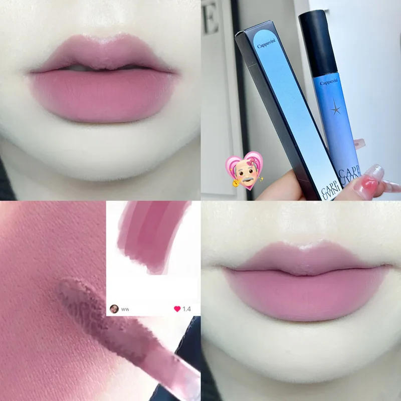 Description Picture 6 of itemMoonlight Velvet Matte Smoky Purple Lip Mud Nude Pink Lipstick Moisturizing Lip Glaze Korean Waterproof Lasting Makeup Cosmetics