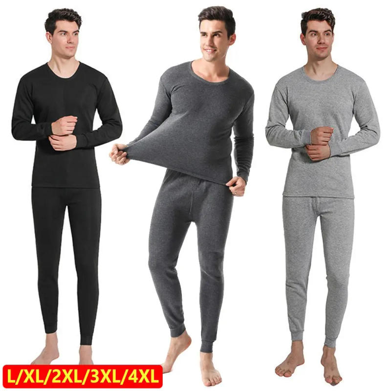 Description Picture 2 of itemThermal Underwear Set for Men Soft Fleece Lined Long Johns Set Men's Top & Bottom Set Winter Cold Weather Thermal Clothes
