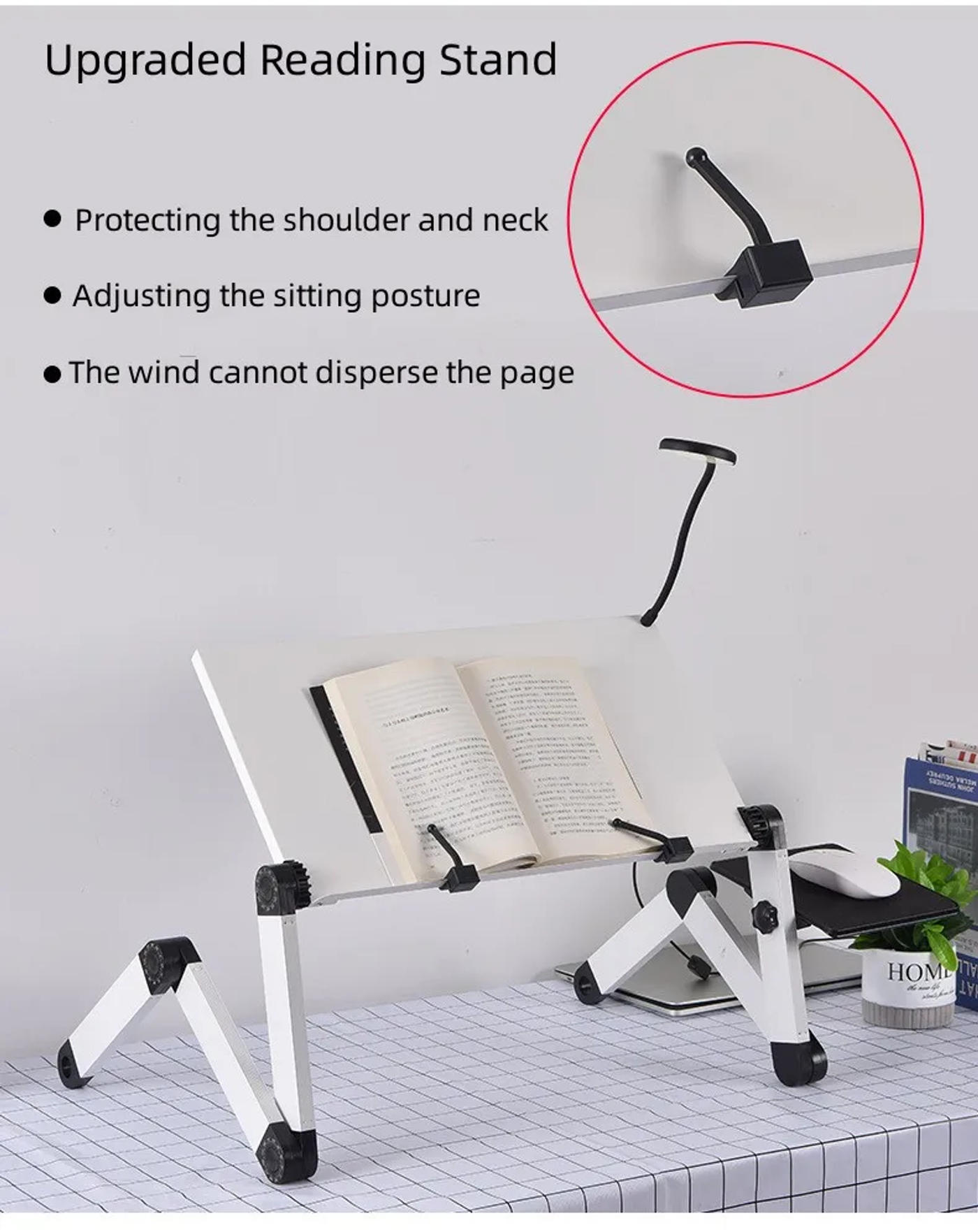 Description Picture 6 of itemPortable adjustable foldable computer desk, laptop rack, TV bed, laptop desk rack, with desk lamp, mouse pad, cooling fan, lapto