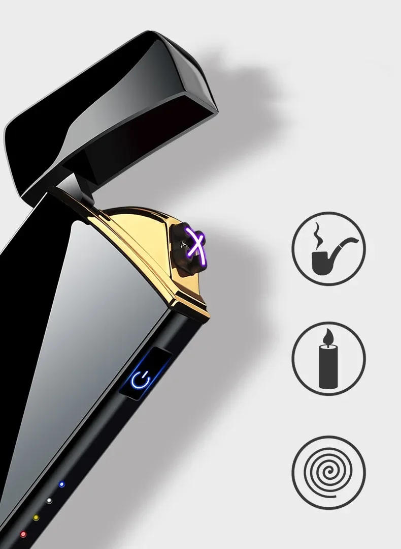 Description Picture 4 of itemNew Electric Lighter, Metal Double Arc Windproof LED Screen Touch Ignition Lighter, USB Charging Portable Lighter, Men's Gift