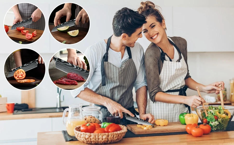 Description Picture 2 of itemSharp Kitchen Knives Cleaver Meat Fish Fruit Bread Knife Butcher Boning Japanese Knife Chef Cooking Cleaver Laser Damascus Knife