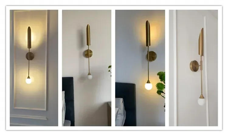 Description Picture 3 of itemPostmodern Gold LED Wall Lamp Indoor Copper Wall Light Bedside Sconce For Living Dining Room Bedroom Background Lamp wall light