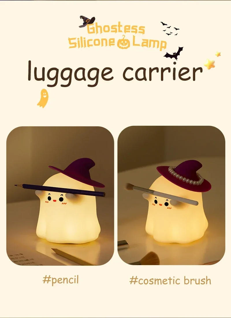 Description Picture 5 of itemPumpkin Halloween Led Night Light Ghost Table Lamp Book Light Cute Cartoon Birthday Gifts for Kids Nursery Bedroom Bedside Sleep