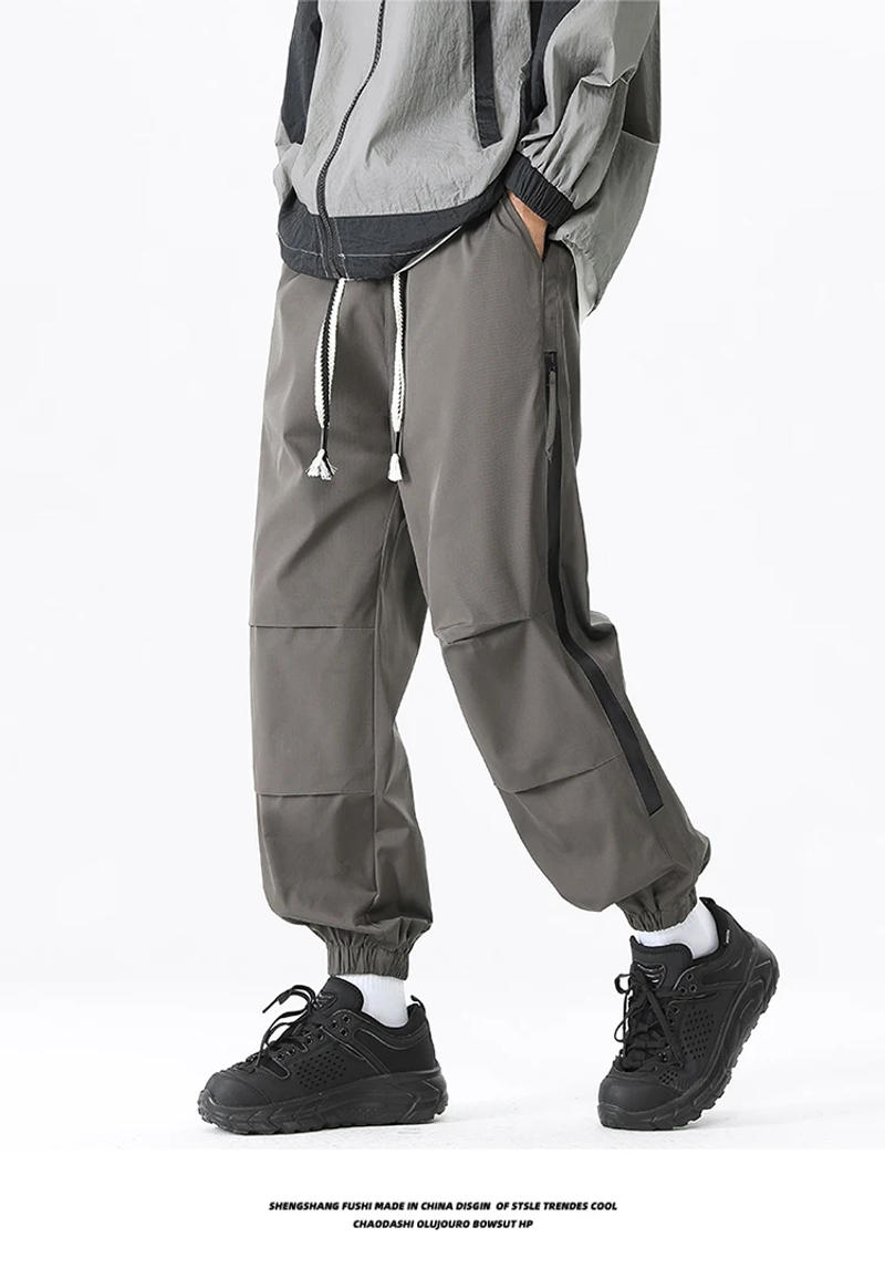 Description Picture 5 of itemSpring Men Drawstring Jogger Pants Hip Hop American Vintage Cargo Pants Streetwear Sweatpants Casual Fashion Trousers Clothing