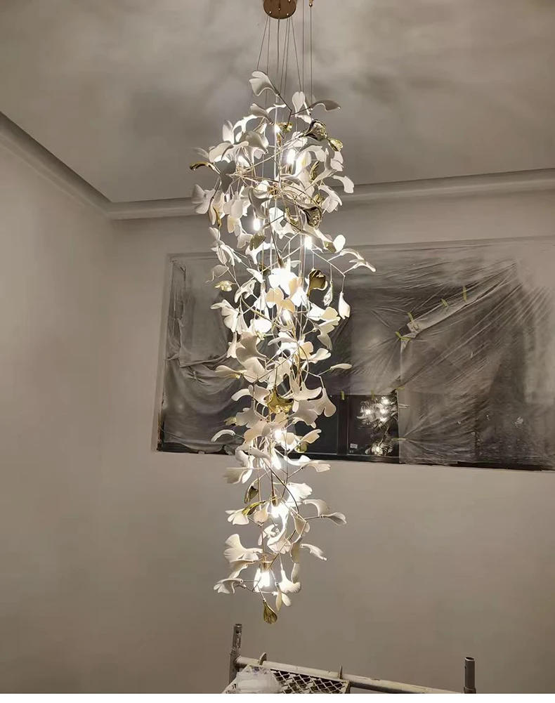 Description Picture 4 of itemModern LED Pendant Lights Home Decoration Bedroom Dining Living Room Ceiling Chandelier Ginkgo Leaf Art Long Lighting Fixtures