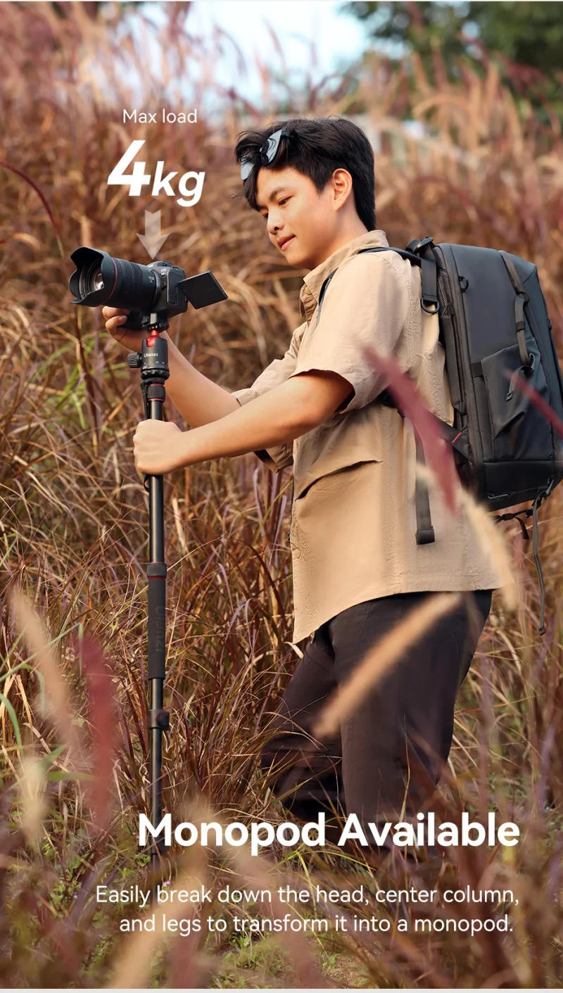 Description Picture 6 of itemUlanzi TT31 Claw Quick Release Tripod 2-in-1 Tripod and Monopod with 360° Panoramic Head 180° Revertible Legs for DSLR Camera