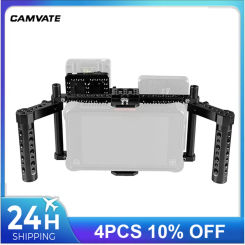 CAMVATE Adjustable Director's Monitor Cage Rig With Dual Cheese Handle Grip & V lock Quick Release Mounting Plate For 7" Monitor