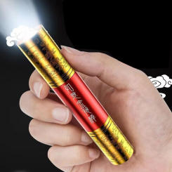 LED Golden Cudgel Shape Torch USB Charging Emergency Camping Lantern 3 Gears Portable Handheld Flashlight 100LM for Home Outdoor