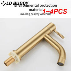 1~4PCS New Brushed Gold Bathroom Basin Single Hole Cold Handle Shower Head Faucet Bath For Kitchen Sink Water Tap Toilet