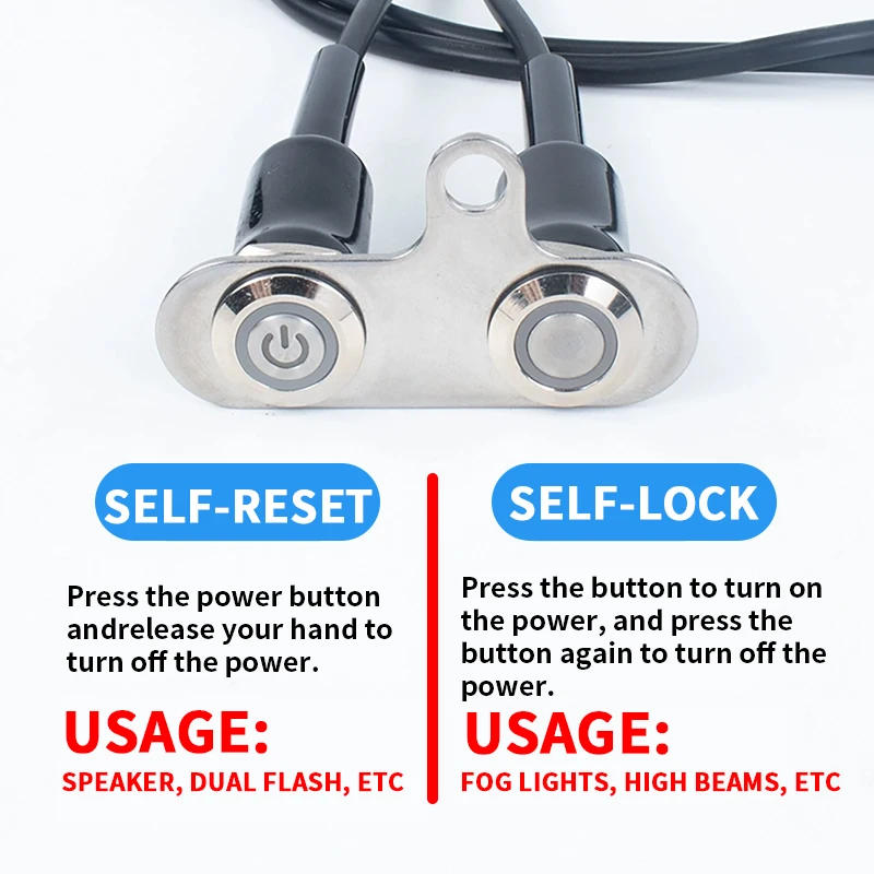 Description Picture 3 of itemMotorcycle and electric vehicle spotlight switch modified with metal button, waterproof double flash strip light horn
