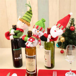 New Christmas Decorations Red Wine Bottle Cover Santa Snowman Hold Wine Set Champagne Bottle Set Bar Restaurant Decoration