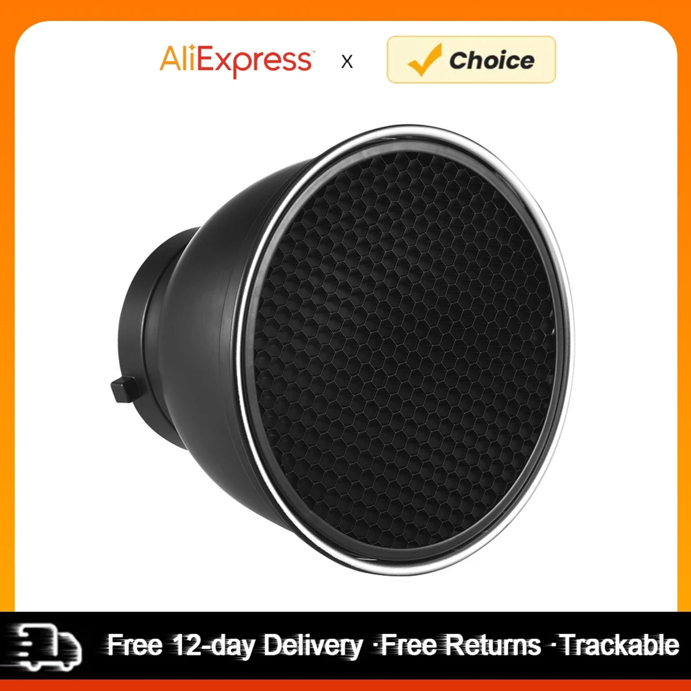 Description Picture 2 of item7'' Standard Reflector Diffuser Lamp Shade Dish with 60° Honeycomb Grid for Bowens Mount Studio Strobe Flash Light Speedlite