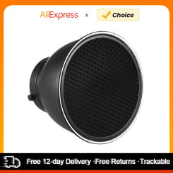 7'' Standard Reflector Diffuser Lamp Shade Dish with 60° Honeycomb Grid for Bowens Mount Studio Strobe Flash Light Speedlite