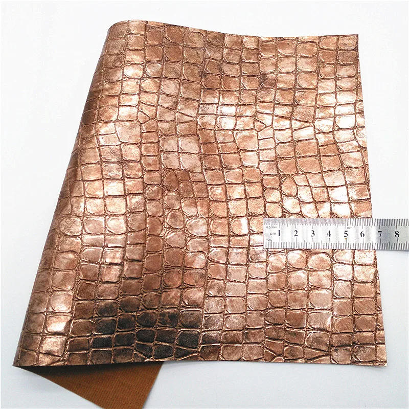 Description Picture 5 of itemRose Gold Chunky Glitter Leather Leopard Printed Synthetic Leather Crocodile Snake Vinyl Leather Sheets For Bow DIY 21x29CM Q889
