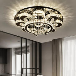 New crystal lamp living room light circular minimalist modern LED ceiling light atmospheric household bedroom lighting