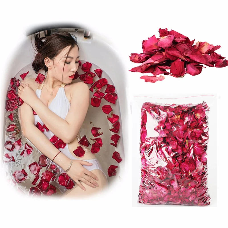 Description Picture 3 of item1 Pack Dried Rose Petals Natural Flower Bath Spa Whitening Shower Dry Rose Flower Petal Bathing Relieve Fragrant Body Massager