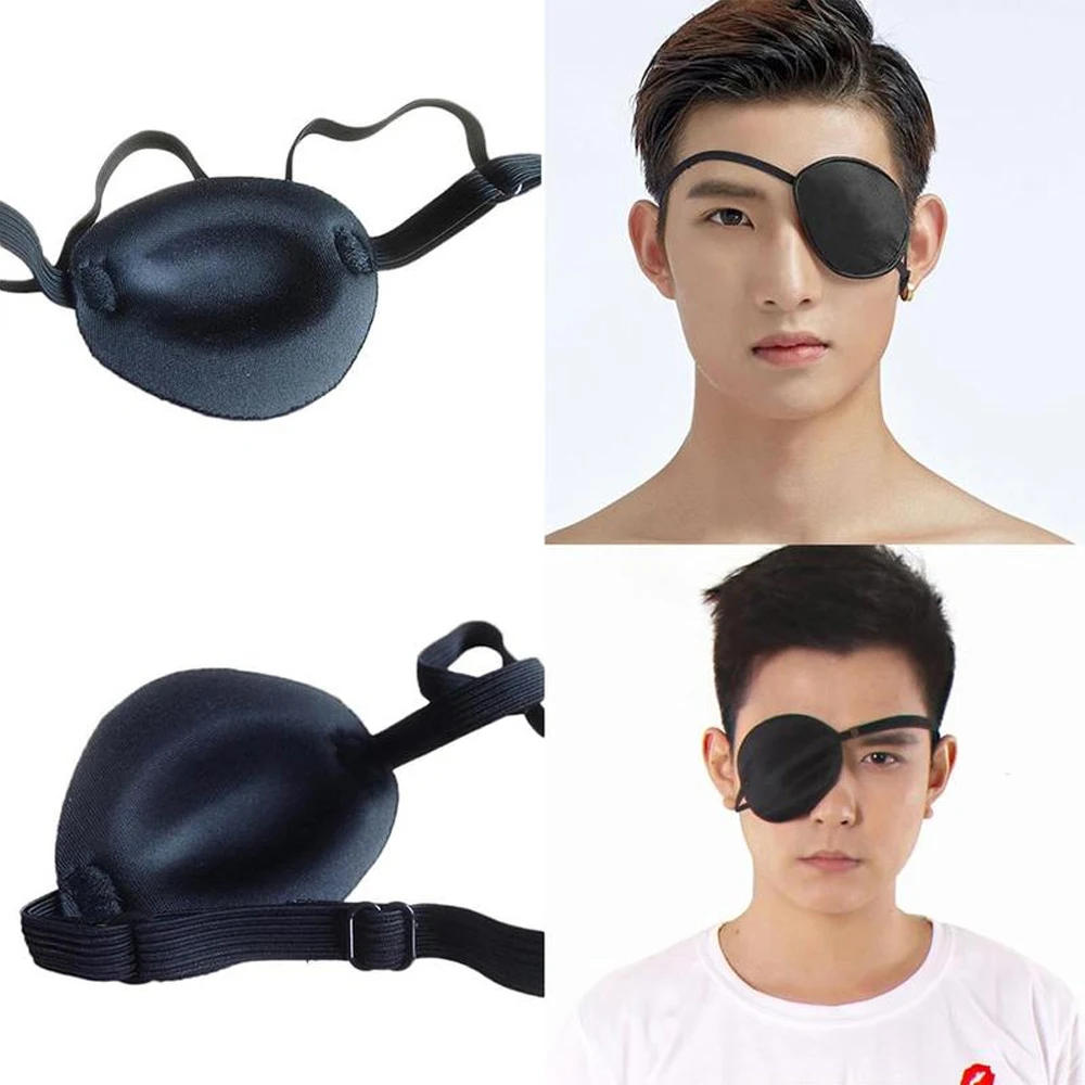 Description Picture 4 of itemTcare Unisex Black Single Eye Patch Washable Adjustable Concave Eyepatch One Eye повязка на глаз Halloween Party Pirate Cosplay