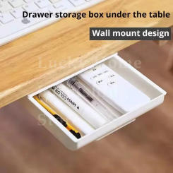 Desk Organizer Drawer Hidden Self-Adhesive Plastic Office Desk Storage Box Accessories Pencil Stationery Sundries Storage Case