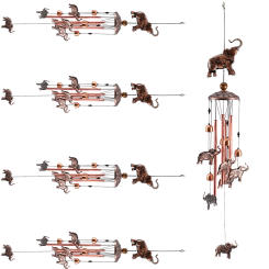 5PCS/1PCS 35inch Garden Elephant Wind Chimes Outdoor Decor Hanging Windchime for Home Gifts Balcony Festival Garden Decoration