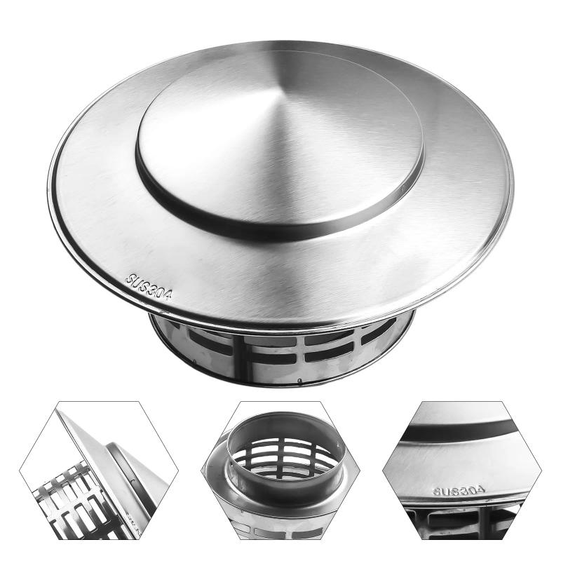 Description Picture 3 of item75/200mm Stainles Steel Chimney Cap For Exterior Wall Roof Pipe Exhaust Vent Chimney Exhaust Hood Silver Chimney Cover