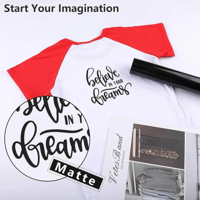 Description Picture 2 of item1 roll Smart Iron On Heat Transfer Vinyl Roll for Cricut Joy, Matless cutting for long cuts up to 12ft,HTV Vinyl For T-Shirts