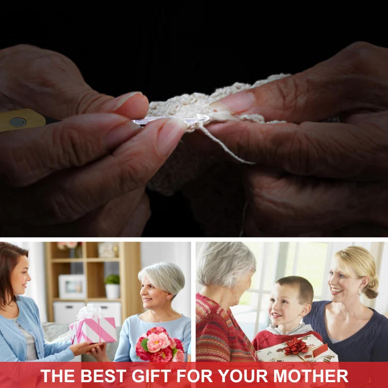 Description Picture 3 of item17pcs Crochet Hook Set with Counter Ergonomic Knitting Needles Kit with Led Light&Row Digital Counter DIY Tool for Knitting Hook