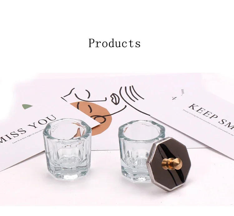 Description Picture 4 of itemCrystal Glass Acrylic Powder Liquid Nail Cup Dish Lid Bowl Cup Holder Equipment Manicure Tools Nail Art Jewelry Storage Cup