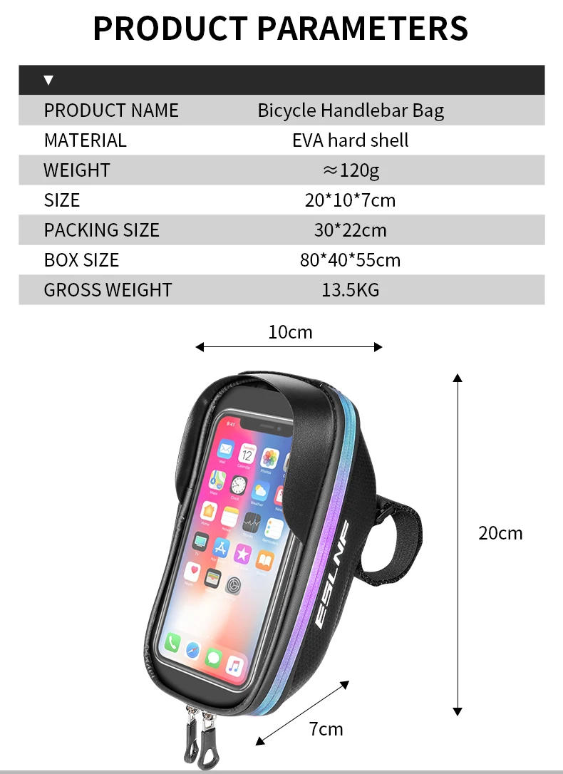 Description Picture 4 of itemBike Phone Mount Bag Bike Front Frame Handlebar Bag Waterproof Bike Phone Holder Case Bicycle Accessories Pouch