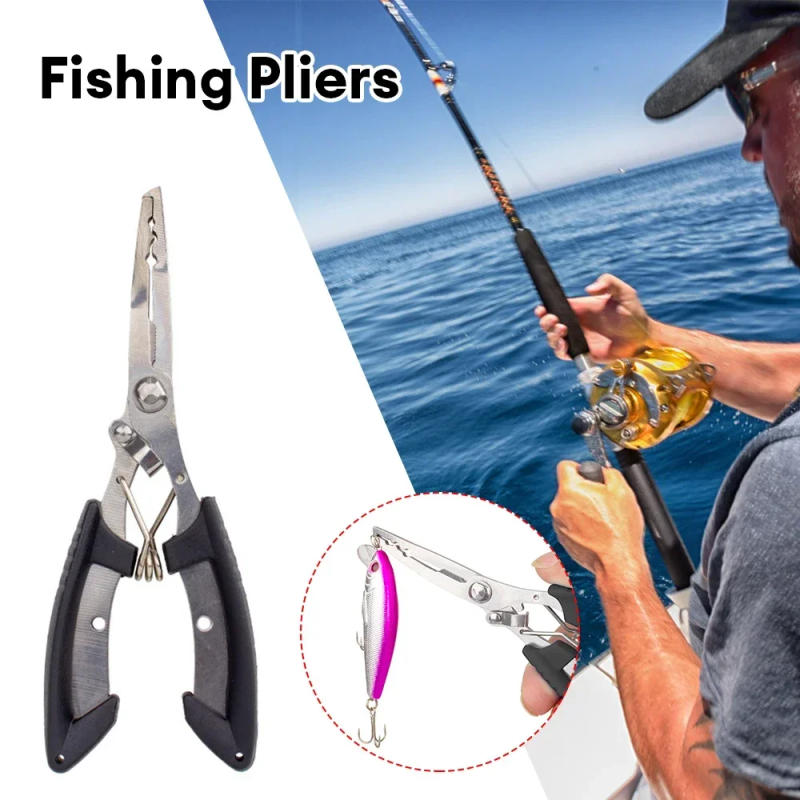 Description Picture 2 of itemStainless Steel Fishing Pliers Braid Line Lure Cutter Hook Remover Fish Tongs Multifunctional Fishing Scissors Fishing Equipment