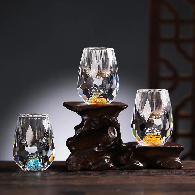 Description Picture 2 of item15ml Crystal Glass Cups Gold Foil Home Wine Cocktail Shot Whiskey Vodka Beer Glasses High-End Drinkware   Bar Liquor Mugs