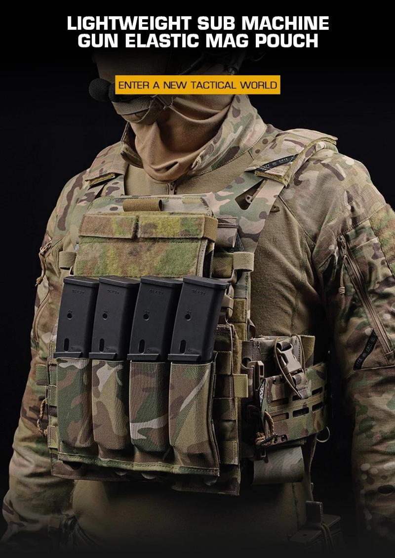 Description Picture 2 of itemTactical Molle Magazine Pouch for Submachine Gun Rifle MP5 MP7 Mag Holder Flashlight Pouch Elastic Bag Hunting Accessories