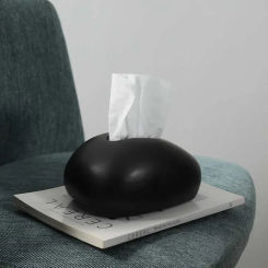 Nordic Tissue Box,Black Ceramic Paper Storage Case,Bedroom Living Room Decor,Napkin Holder，Minimalist style, Korean