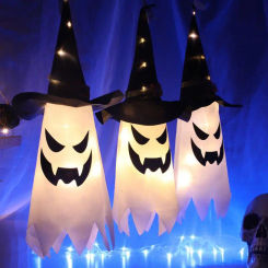 Ghost Lamp Witch Hat Decoration 2024 Lantern Led Ghost Halloween Haunted House LED Light For Parties Witch Cosplay Masquerade