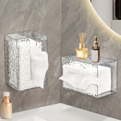 Multipurpose Tissue Box Transparent Rectangular Tissue Storage Box Bathroom Wall Mounted Toilet Paper Case Desktop Napkin Box