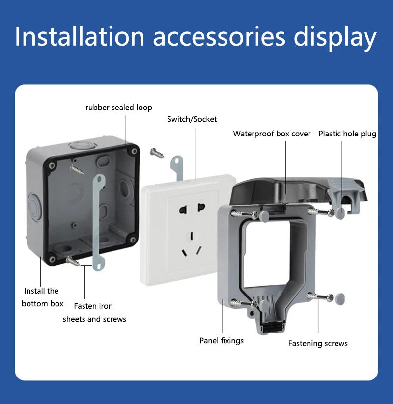Description Picture 3 of itemIP66 Socket Waterproof Outdoor Socket Wall Power Socket 16A France Poland Czech Outlet Weatherproof Electrical Outlets Grounded