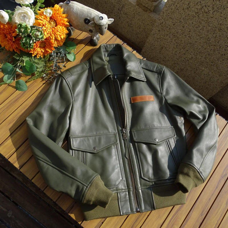 Description Picture 2 of itemMen's Avaitor Jacket Genuine Leather G2 Short Straight America Military Style Vintage Autumn Winter Wear
