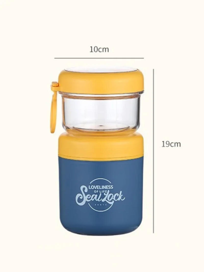 Description Picture 4 of itemDouble Layer Salad Cup Oatmeal Soup Cups with Spoon Stainless Steel Porridge Bowl Portable Office Worker Students Lunch Box