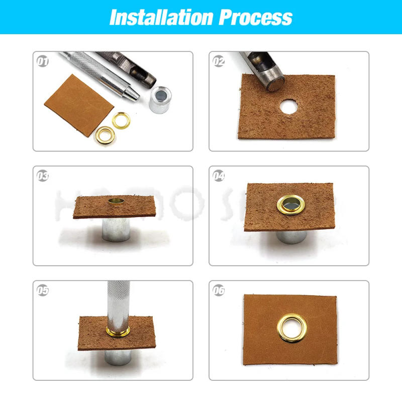 Description Picture 2 of item100 Sets 4mm Multicolor Metal Eyelets Grommet Ring With Washer For DIY Leathercraft Scrapbooking Shoes Belt Cap Bag Tags Clothes